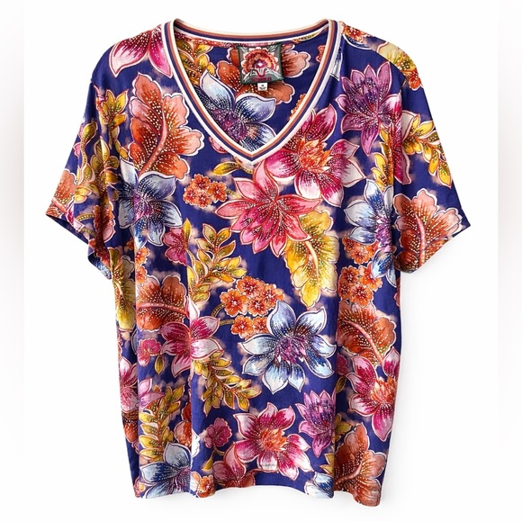 Johnny Was Janie Favorite Floral Swing Tee 1X EUC